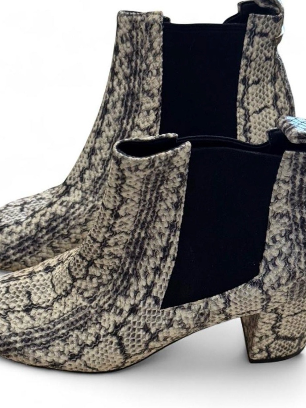 Cole Haan Snake-Print Chelsea Ankle Boots - Black & Cream